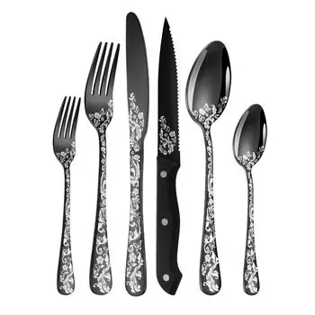 Набор столовых приборов черного цвета на 4 персоны