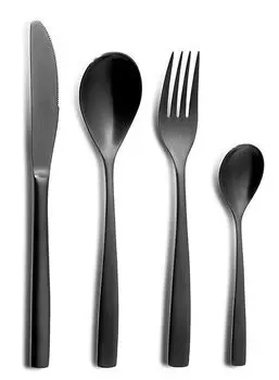 Набор столовых приборов COMAS BARCELONA BLACK, 24 предмета, нержавеющая сталь 18/10 - 3 мм / PVD-покрытие / черная отделка, черный