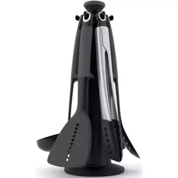 Набор столовых приборов для приготовления пищи Joseph Joseph «Elevate» (набор из 7 предметов), включая вращающуюся подставку, серый/черный