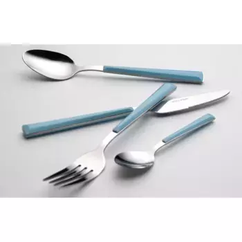 Набор столовых приборов ECHTWERK «Basic» (набор, 24 шт.), столовые приборы для кемпинга/пикника, пластиковые ручки, цвет hellblau/edelstahlfarben