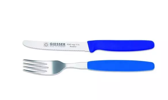 Набор столовых приборов Giesser нож вилка + нож для томатов 11см волна острый цвет - синий GIESSER MESSER