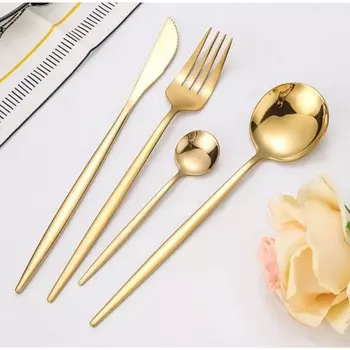 Набор столовых приборов из 30 предметов на 6 персон, нержавеющая сталь 18/10, многоцелевой для дома, нож, вилка, ложка, кухня, ресторан, золото Zellerfeld