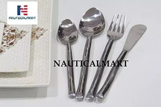 Набор столовых приборов из нержавеющей стали, набор декоративных столовых приборов, включает вилку, ложку, нож, посуду для ежедневного использования и вечеринок, набор столовых приборов на 4 персоны, можно мыть в посудомоечной машине NauticalMar...