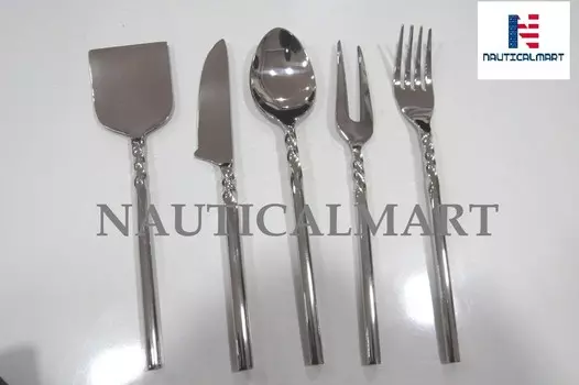 Набор столовых приборов из нержавеющей стали, нож-вилка, ложка, набор столовых приборов для кемпинга, портативный набор столового серебра для путешествий NauticalMart, Silver