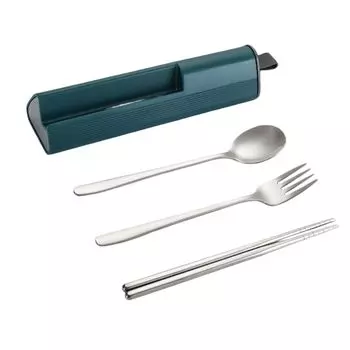 Набор столовых приборов из нержавеющей стали с дорожным футляром Бесшумный дизайн интерьера Обед на ходу Доставка еды - темно-зеленый тяжелый Hameb, мультиколор