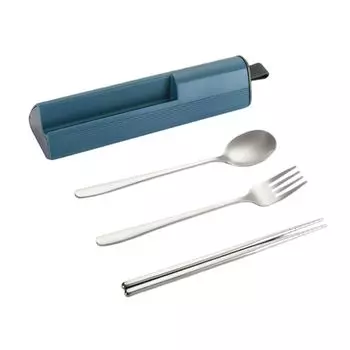 Набор столовых приборов из нержавеющей стали с дорожным футляром Бесшумный дизайн интерьера Обед на ходу Доставка еды - темно-синий тяжелый Hameb, мультиколор