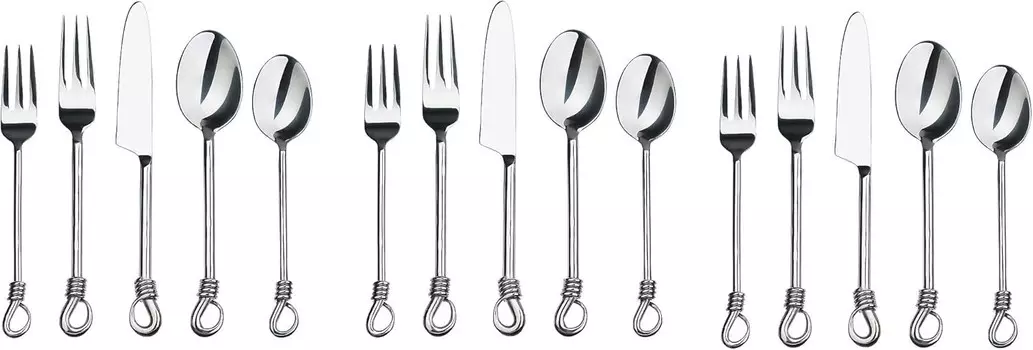 Набор столовых приборов из полированной нержавеющей стали Silverware Twist Collection (набор из 3 шт.) Nautical-Mart, Set Of 3