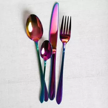 Набор столовых приборов ложка вилка нож чайная ложка ABELE переливающийся 16 предм. ХОМЛА Homla