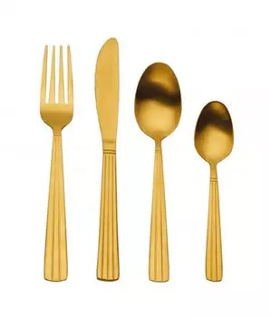 Набор столовых приборов Mikasa из нержавеющей стали в коробке подарочный набор 16 шт. (4 порции) золото