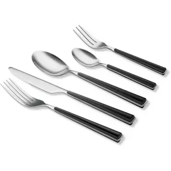 Набор столовых приборов MSER «Блестящие» (набор, 30 предметов), можно мыть в посудомоечной машине, черный/серебряный