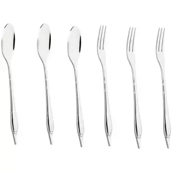 Набор столовых приборов Mulex "Мини-столовые приборы, состоящие из 3-х ложек и 3-х вилок, полированные", (набор, 6 предметов), практичны для кемпинга, пикников, походов - или просто для салата, цвет silberfarben