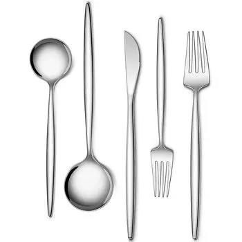 Набор столовых приборов, набор столовых приборов из нержавеющей стали, 30 предметов, на 6 человек, можно мыть в посудомоечной машине, серебряные столовые приборы minhgoring