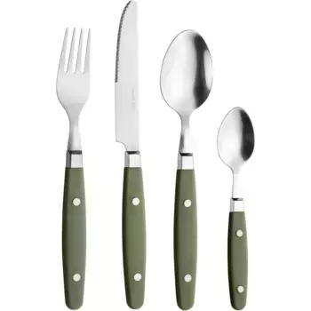 Набор столовых приборов PINTINOX «Кантри» (набор, 24 предмета), пластиковая ручка под дерево, можно мыть в посудомоечной машине, цвет olivgrn/edelstahlfarben