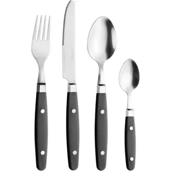 Набор столовых приборов PINTINOX «Кантри» (набор, 24 предмета), пластиковая ручка под дерево, можно мыть в посудомоечной машине, цвет schwarz/edelstahlfarben