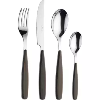 Набор столовых приборов PINTINOX «Riva», (набор, 16 предметов), с пластиковой ручкой под дерево, цвет edelstahlfarben/wengefarben