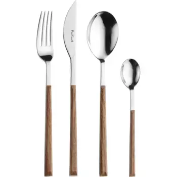 Набор столовых приборов PINTINOX «Суши», (набор, 24 предмета), с пластиковой ручкой под дерево, цвет edelstahlfarben/nussbaumfarben