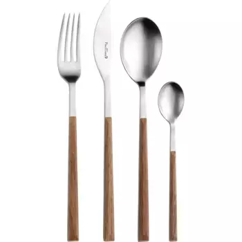 Набор столовых приборов PINTINOX «Суши», (набор, 24 предмета), сатинированная отделка, с пластиковой ручкой под дерево, цвет edelstahlfarben/nussbaumfarben