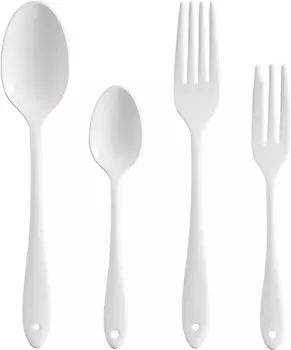 Набор столовых приборов с эмалью Tsubamesanjo, 4 предмета, белый, производство Япония Nagao, Wht