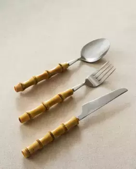Набор столовых приборов с бамбуковой ручкой Zara Home, коричневый