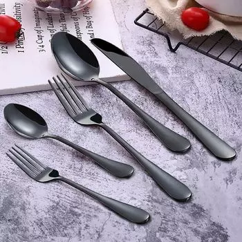 Набор столовых приборов, столовые приборы из 30 предметов на 6 человек, набор столовых приборов, включая нож, вилку, ложку, столовые приборы из нержавеющей стали, можно мыть в посудомоечной машине, черный LISM
