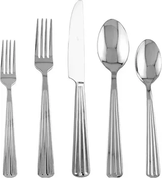 Набор столовых приборов Supreme Housewares, 20 предметов из нержавеющей стали 18/8, обслуживание на 4 персоны, включает ножи, вилки, ложки, чайные ложки, вилки для салата, зеркальная полировка, можно мыть в посудомоечной машине (полоска), Strip