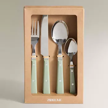 Набор столовых приборов Zara Home Pastel Handle, 4 предмета, нержавеющая сталь/зеленый