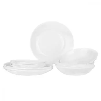 Набор столовых сервизов из 18 предметов, стеклянная посуда на 6 человек, набор обеденных сервизов из закаленного стекла PRIMA DECO