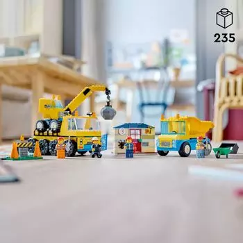 Набор строительных игрушек для малышей LEGO City Construction Trucks and Wrecking Ball Crane 60391 (235 деталей) LEGO