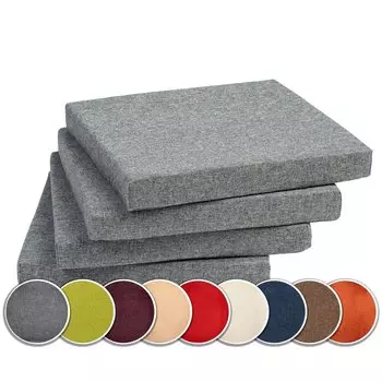 Набор Sunnypillow из 4 подушек для стульев, мягкие подушки для стульев/скамек дома и в саду, подушки для сидения, садовые подушки, много цветов на выбор, 40 х 40 х 3 см, синий MC.Sammler, серый