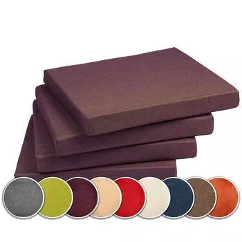 Набор Sunnypillow из 4 подушек для стульев, мягкие подушки для стульев/скамек дома и в саду, подушки для сидения, садовые подушки, много цветов на выбор, 40 х 40 х 3 см, черный MC.Sammler, фиолетовый