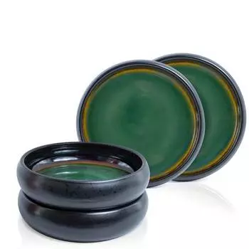 Набор суповых тарелок из массива керамогранита, 4 шт. Moritz & Moritz, зеленый