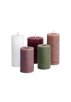 Набор свечей Panagra, 5 шт. розовый/зеленый/белый Loberon, розовый/зеленый/белый