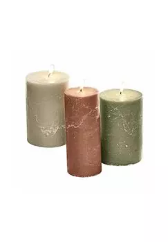 Набор свечей Salis, 3 шт. оранжевые/зеленые Loberon, оранжевый/зеленый