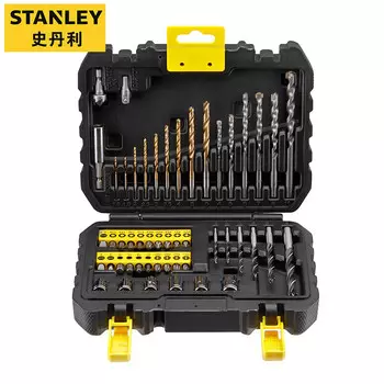 Набор сверл Stanley, набор из 50 сверл для сверления отверстий в дереве и каменной кладке, набор гильз STA88546-A9