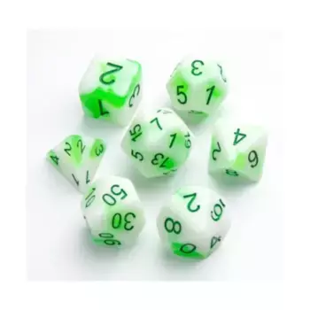 Набор светящихся в темноте полигональных кубиков — токсичные камни (7), Dice (GameGenic)