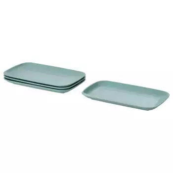 Набор тарелок, матовый светло-бирюзовый, 30x18 см, 4 шт. FRGKLAR IKEA