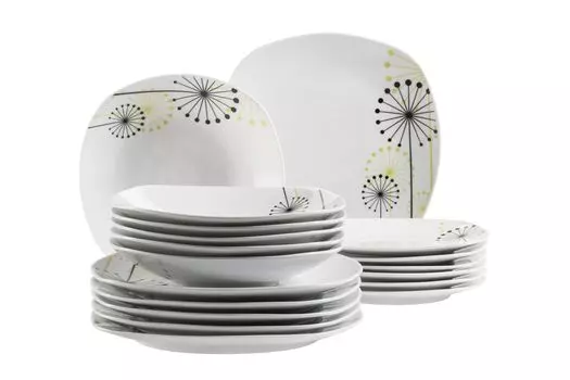 Набор тарелок, набор фарфоровых тарелок, фарфор Vanesa Mser, белый