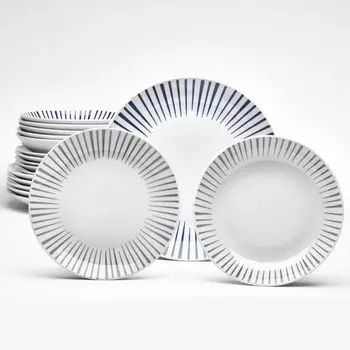 Набор тарелок Paros (18 предметов), на 6 персон, фарфор Van Well, белый