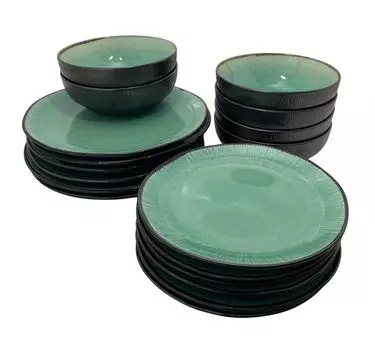 Набор тарелок/сервировочный джинсовый бирюзовый - 18 шт Emilja