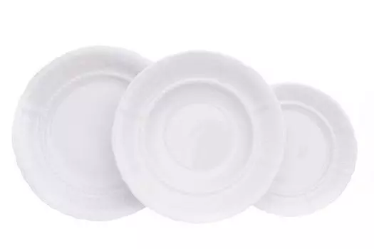 Набор тарелок Sonata, белое кружево, белый фарфор, Leander, 18 предметов