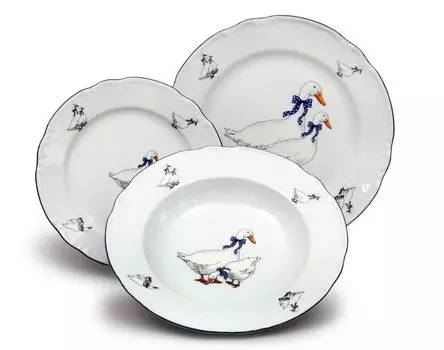 Набор тарелок Тун 1794 г., Констанц, гуси, Тун, 18 д Thun 1794