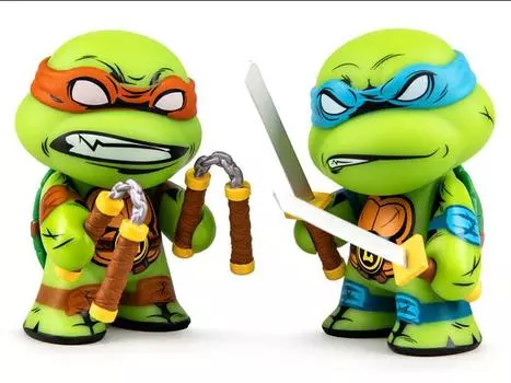 Набор Teenage Mutant Ninja Turtles Leonardo & Michelangelo 3" Vinyl Figure Two-Pack KIDROBOT