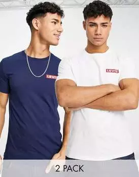 Набор темно-синих и белых футболок с логотипом Levi's 2 Boxtab