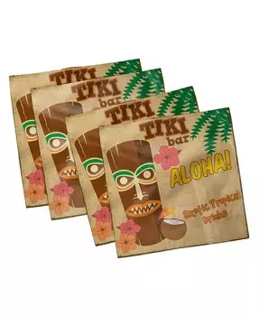 Набор Tiki Bar из 4 салфеток, 18 x 18 дюймов Ambesonne, мультиколор