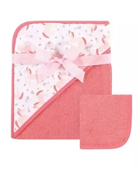 Набор тканых полотенец с капюшоном и мочалок, один размер Hudson Baby, розовый