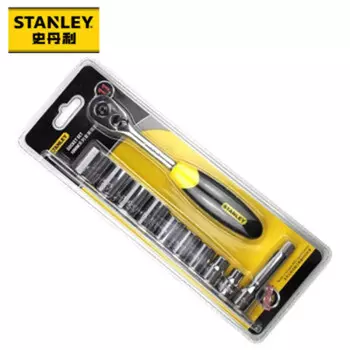 Набор торцевых ключей STANLEY, 14 предметов, серия 6,3 мм, набор торцевых ключей с храповым механизмом 95-321-1-23