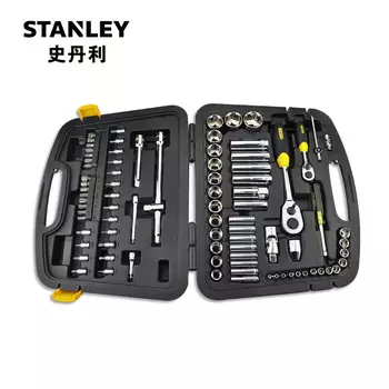 Набор торцевых ключей STANLEY с трещоткой, 86 предметов, инструменты для ремонта, универсальный автомобильный многофункциональный ящик для инструментов 94-190-22, в наличии
