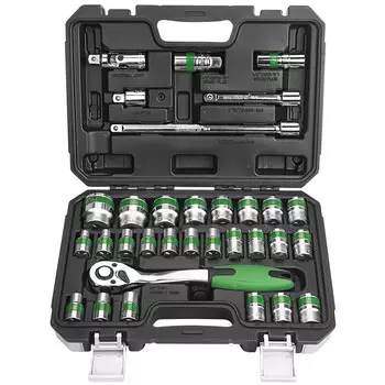 Набор торцевых ключей Wynn, набор сверхмощных ключей с храповым механизмом, многофункциональные инструменты для ремонта больших, средних и малых летающих автомобилей, набор из 32 предметов, большой летающий 1/2 дюйма W032B Wynns