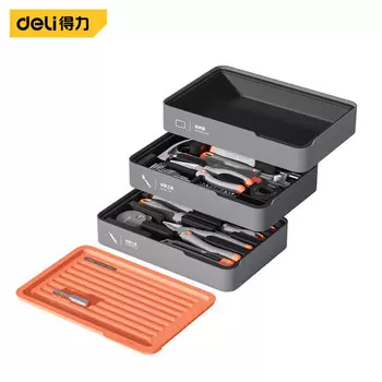 Набор трехуровневых коробок для хранения Deli + набор часто используемых инструментов из 7 предметов + набор монтажных инструментов из 34 предметов H1001-ADE