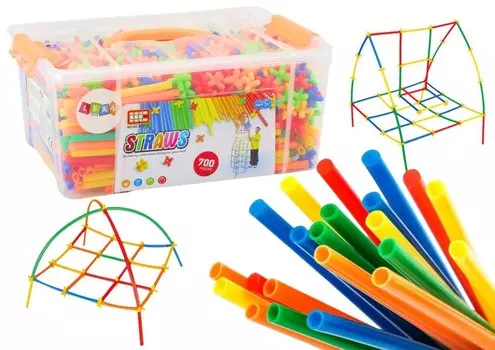 Набор трубочек для 3D конструирования в коробке Цветной 800 шт. Bemi